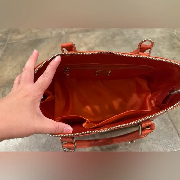 Pulicati Orange Brown Genuine Italian Leather Alma Bag Purse - Picture 6 of 6